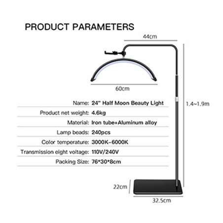 Crescent-shaped LED floor lamp