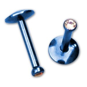 Labret madonna anodizado Azul con piedra - Imagen 1