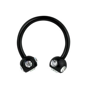 Circular barbell Black line multistone 1.2 mm. ball 3mm