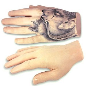 Left hand silicone for tattooing