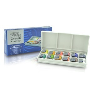 Box of Watercolors 12 Cotman Winsor &amp; Newton Half Pans